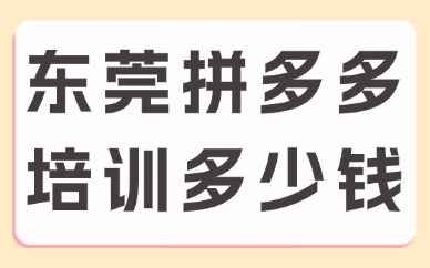 东莞拼多多培训多少钱